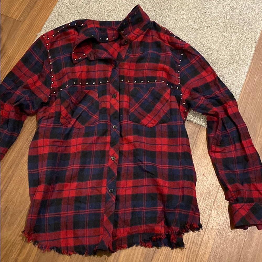 Rails Navy Blue And Red Flannel Size M - image 1